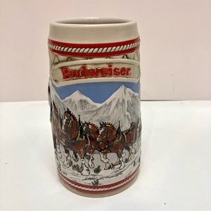 Vintage Budweiser 1985 A Series Collector Holiday Christmas Stein Clydesdale Mug